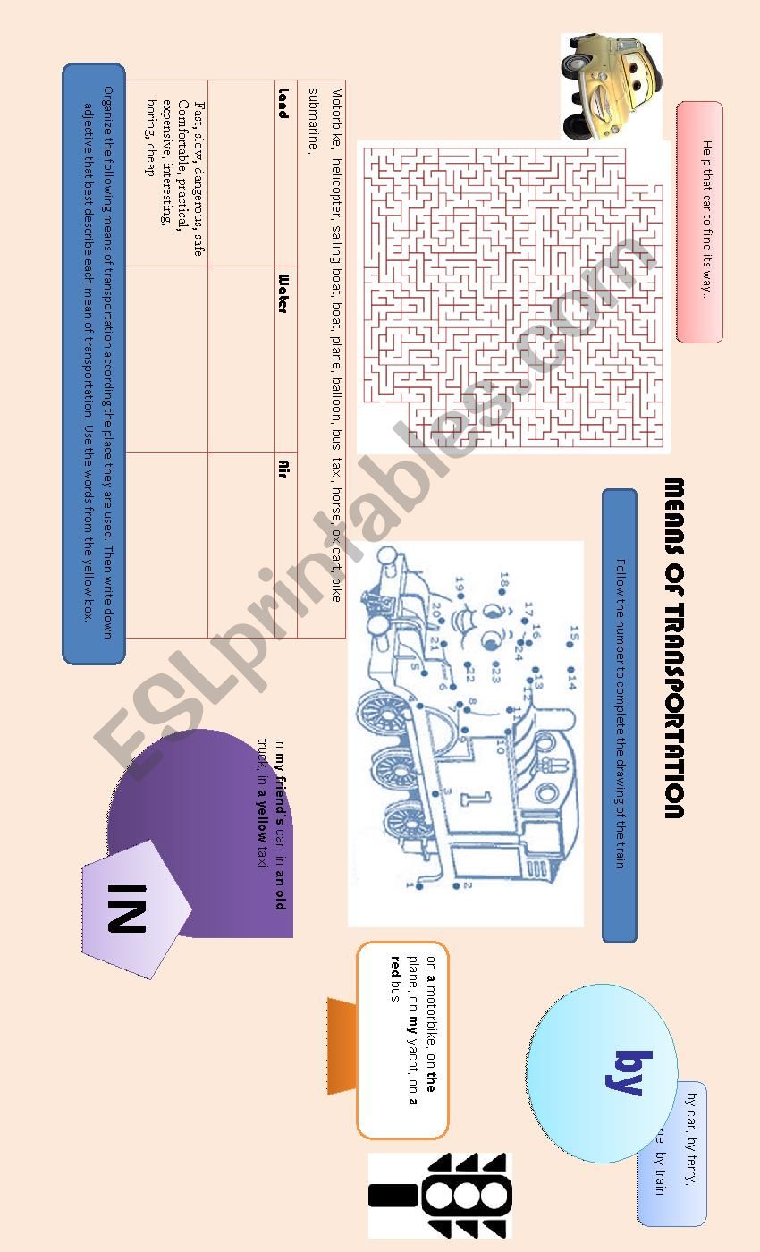 means of transportation worksheet