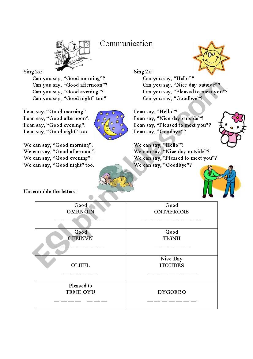 Song and Dance 1/2 worksheet