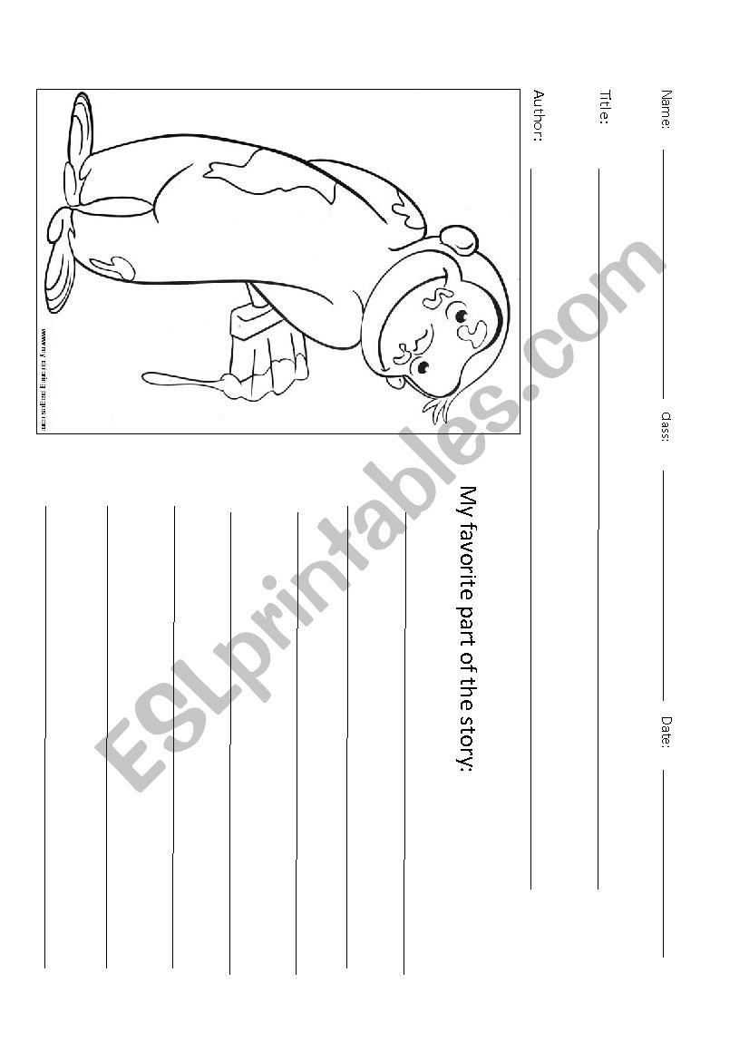 Curious George Book Report worksheet