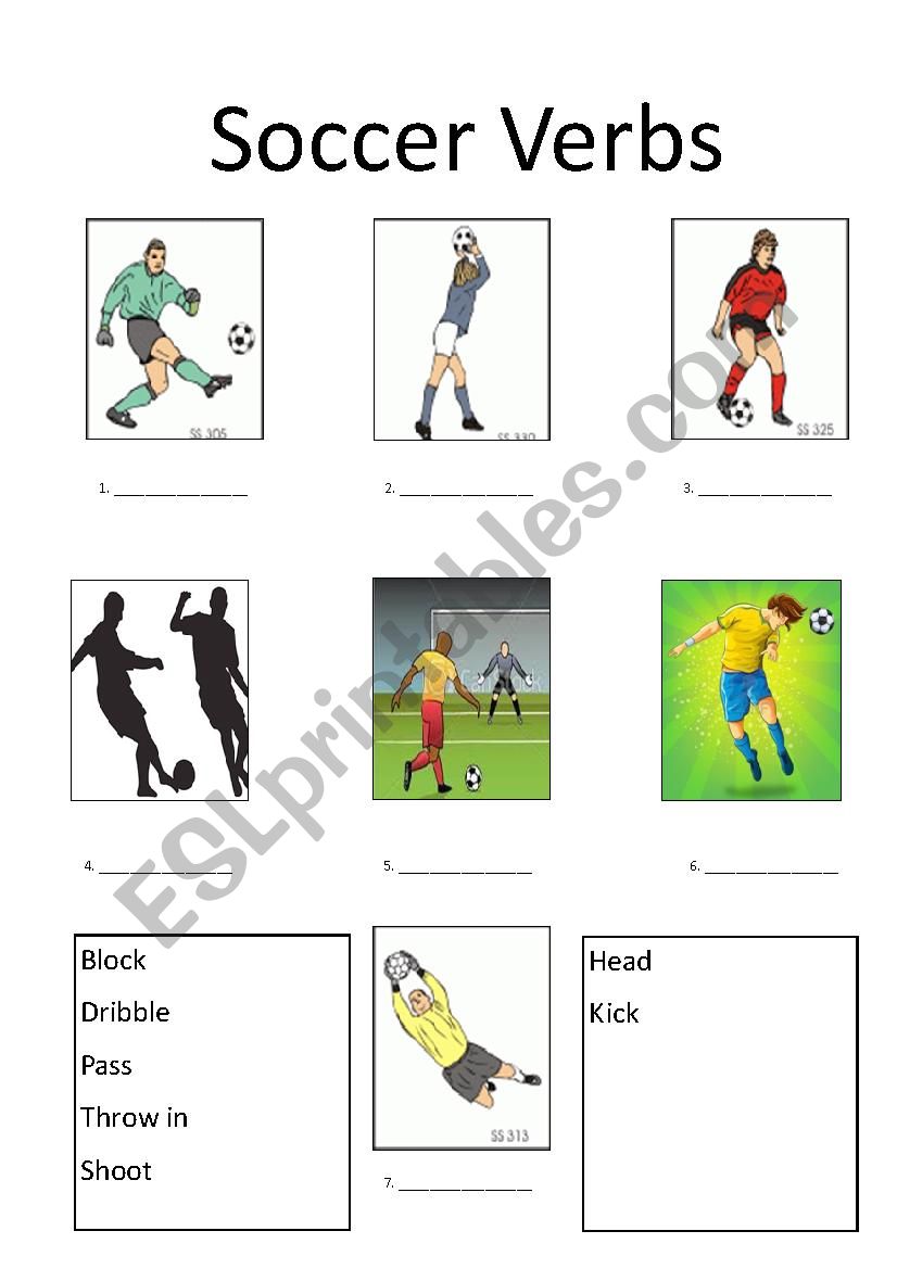Soccer verbs worksheet