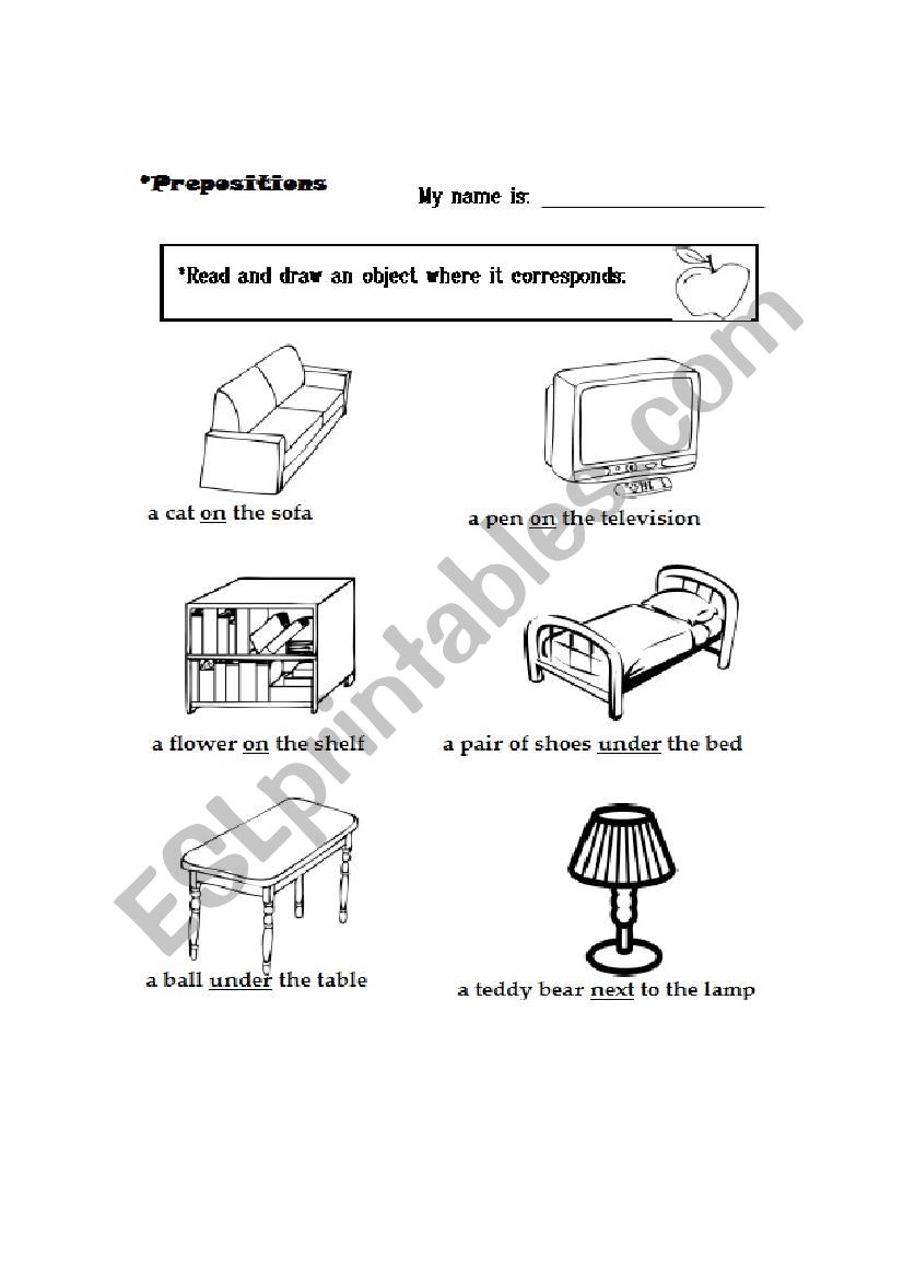 In On Under worksheet