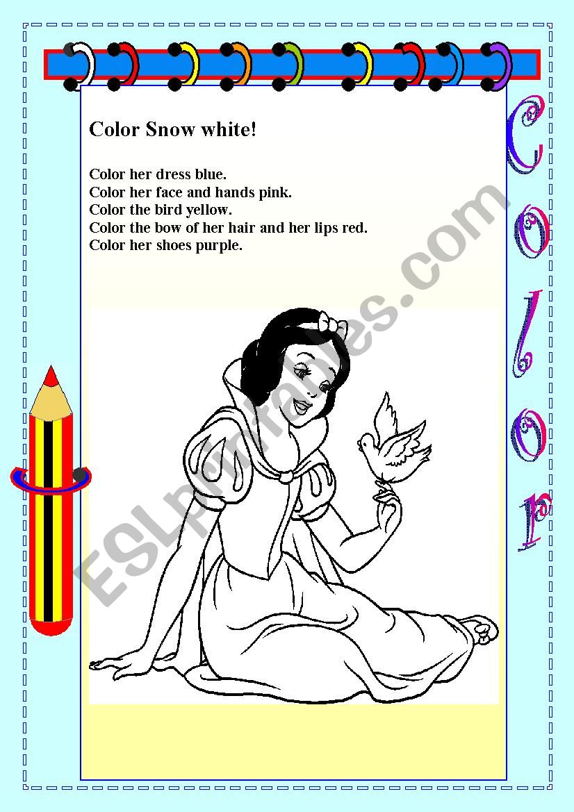 Color snow white! worksheet