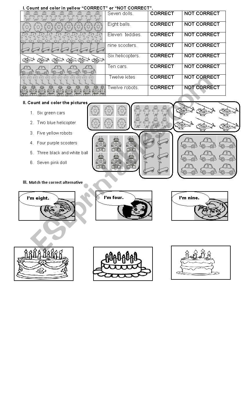 NUMBERS AND TOYS - COUNT worksheet