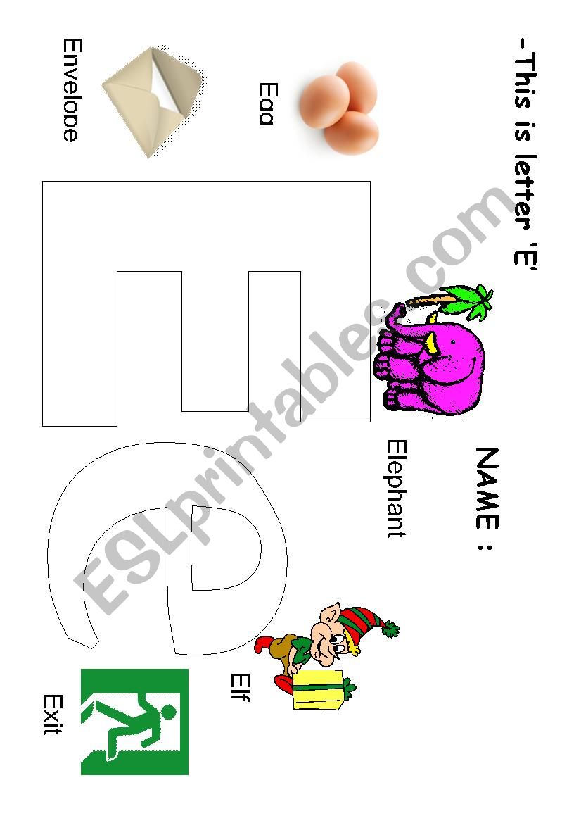 Letter E worksheet