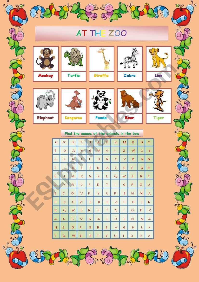 At The Zoo  worksheet