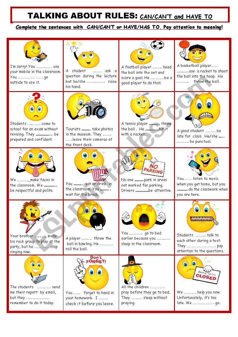 LetÂ´s talk about rules  worksheet