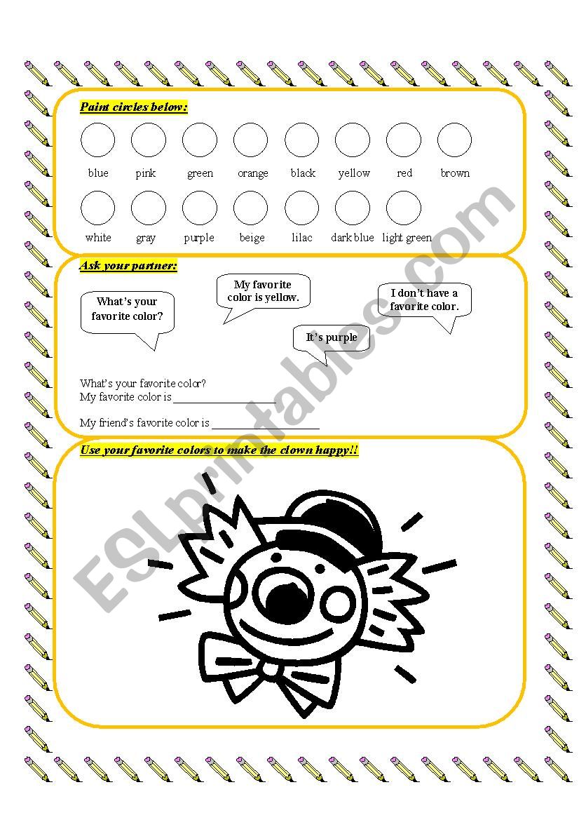 Colours worksheet