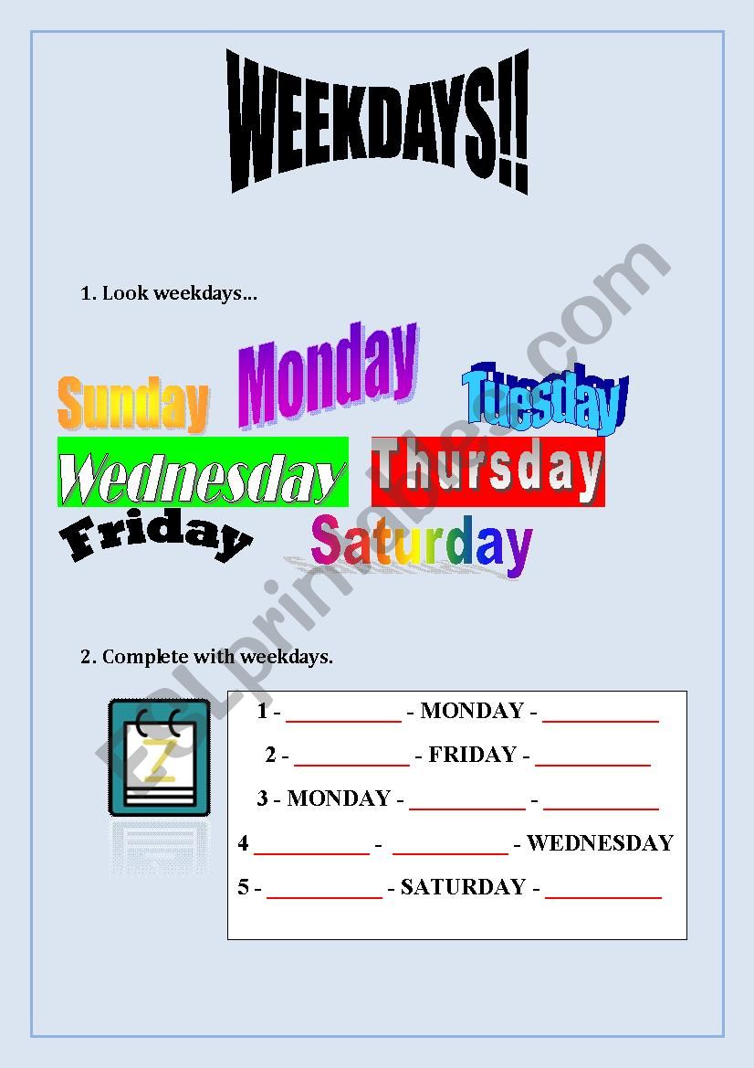 Weekdays worksheet