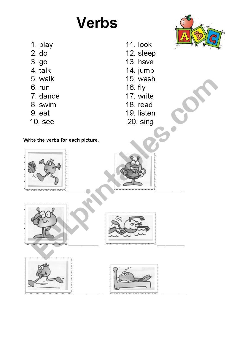Verbs worksheet