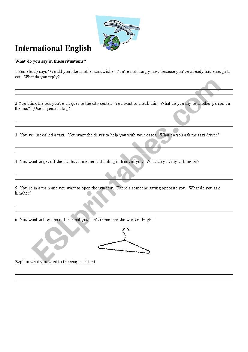 International English worksheet