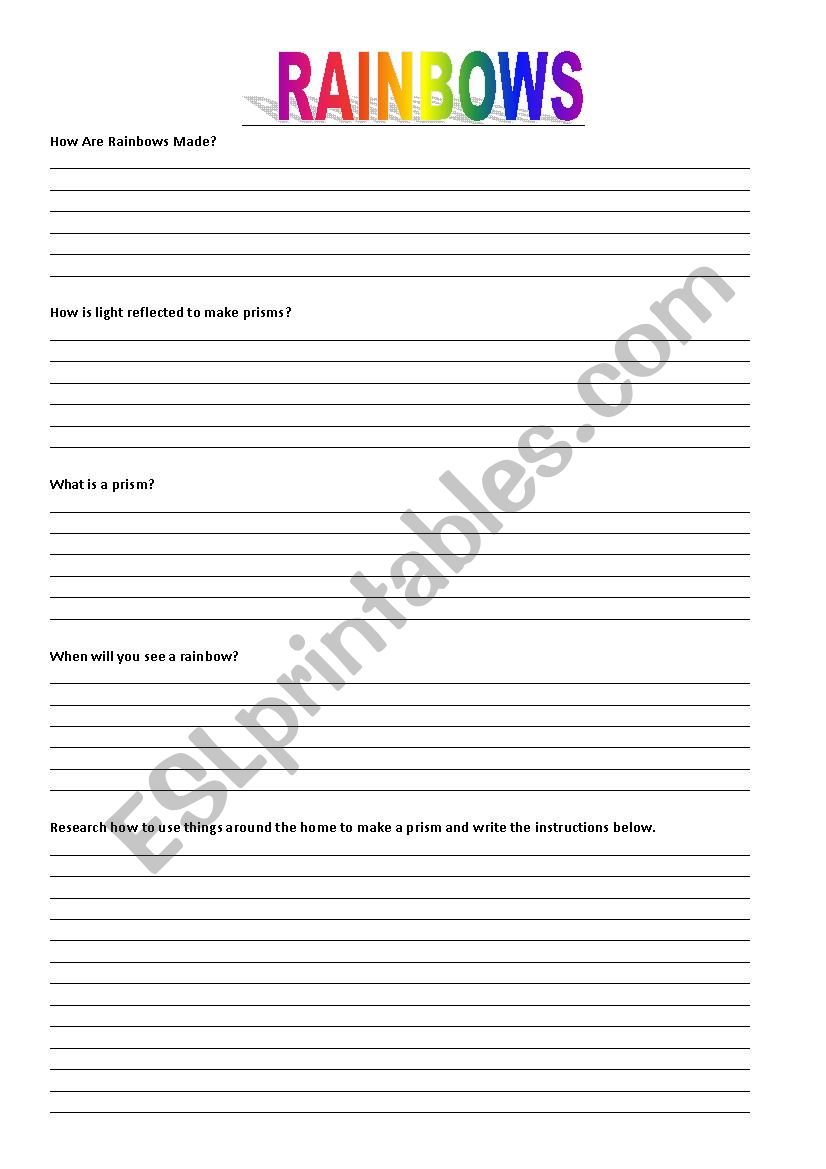 How Rainbows Are Made worksheet