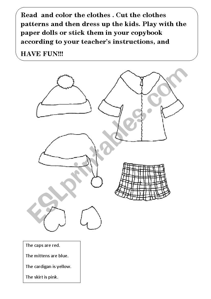 CLOTHES PAPER DOLLS worksheet