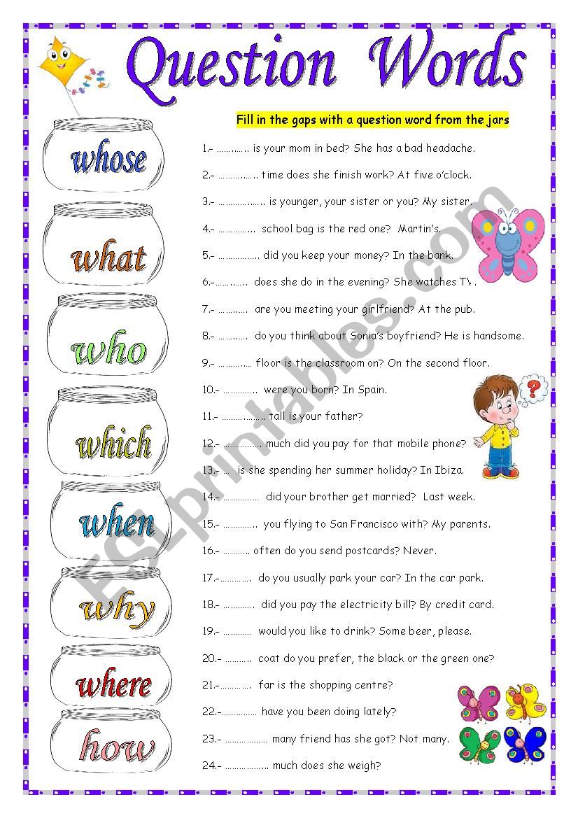 QUESTION WORDS worksheet