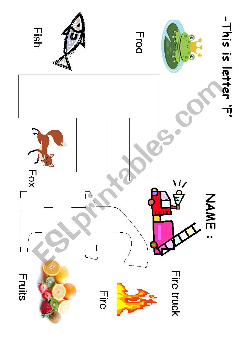 Letter F words worksheet