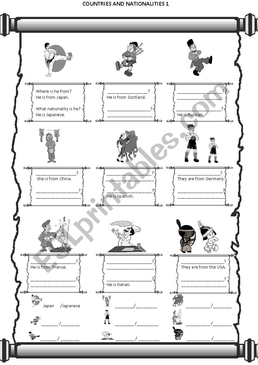 Countries and Nationalities 1 worksheet