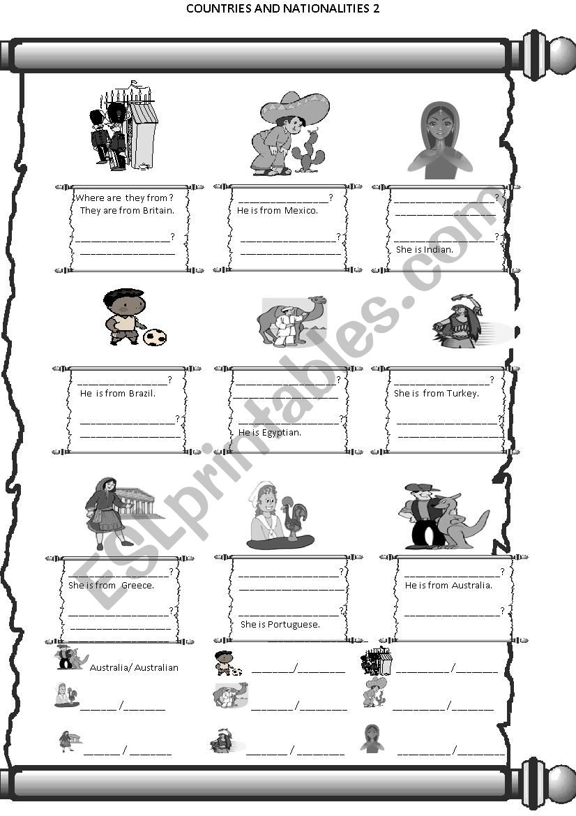 Countries and Nationalities 2 worksheet