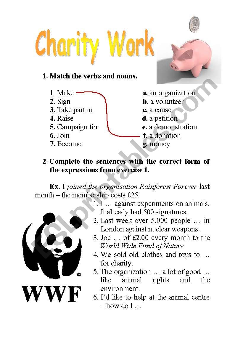 Charity Work worksheet