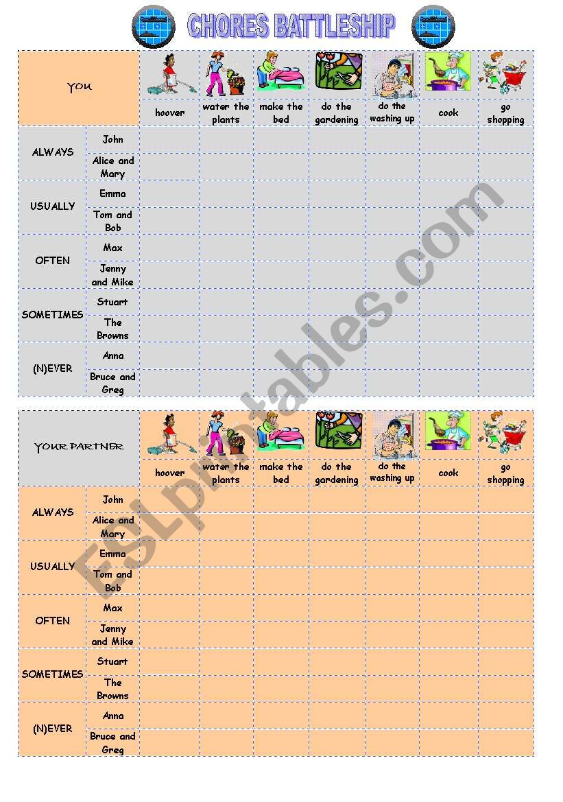 Frequency Battleship worksheet