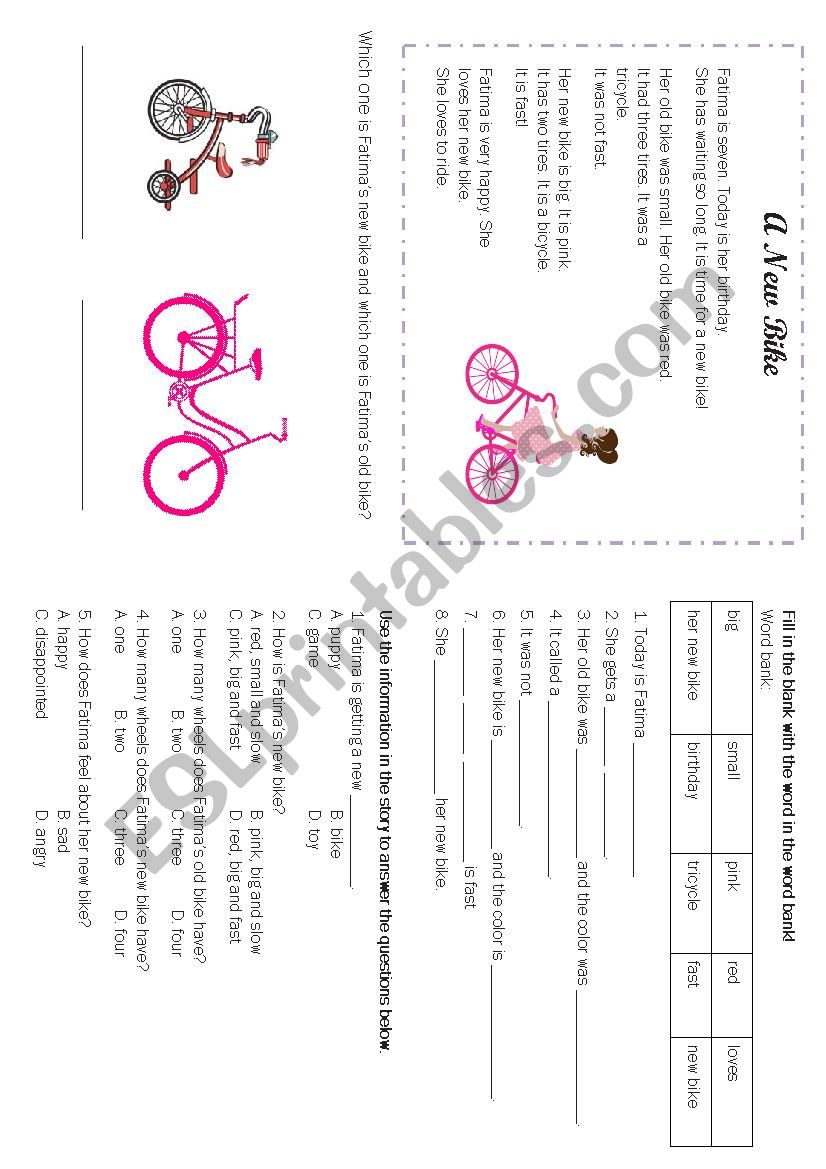 Fatimas New Bike worksheet
