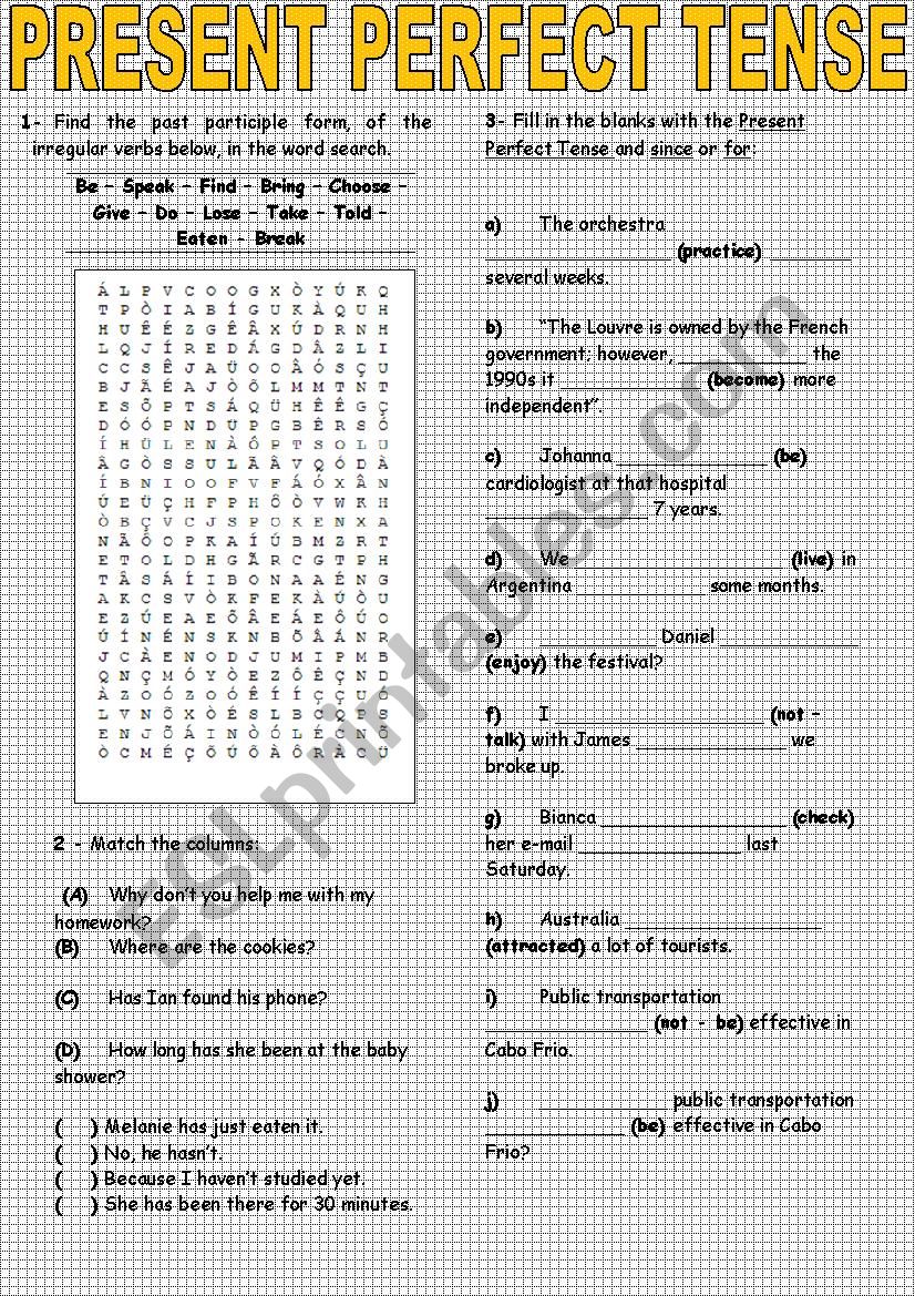 Present Perfect Review worksheet