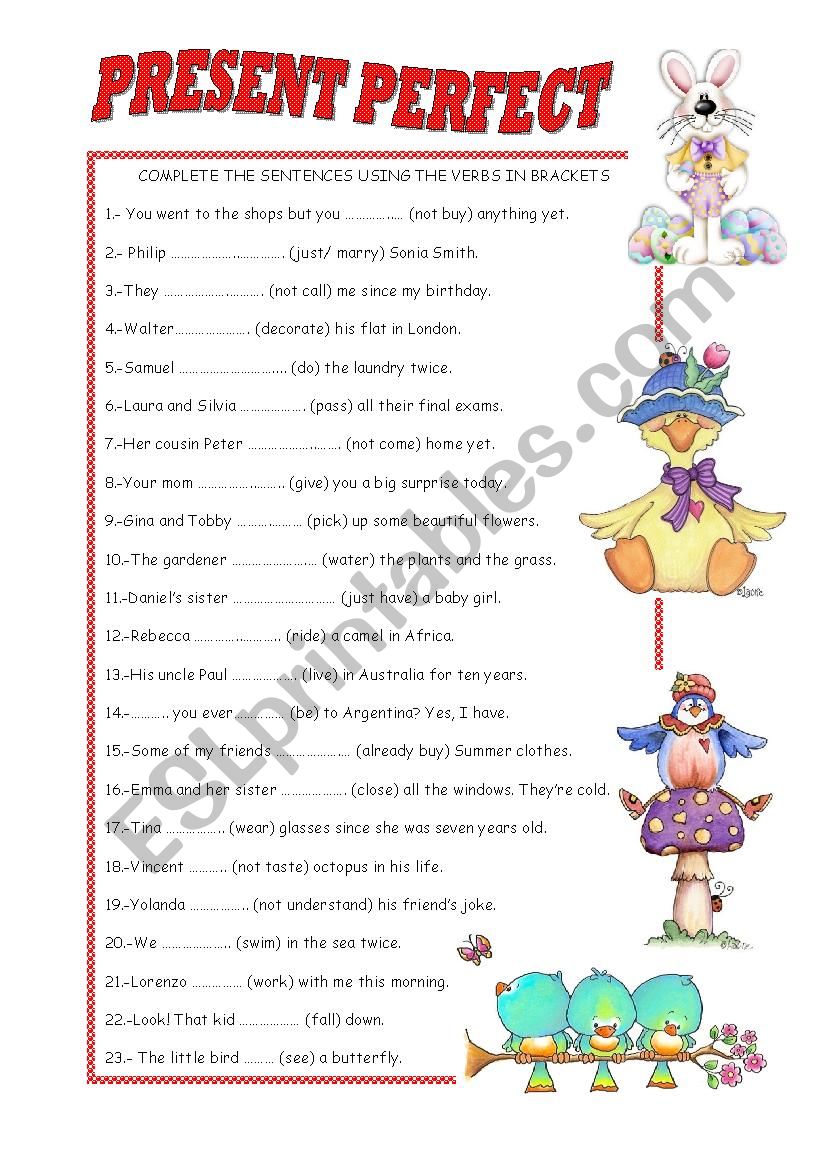 PRESENT PERFECT TENSE worksheet