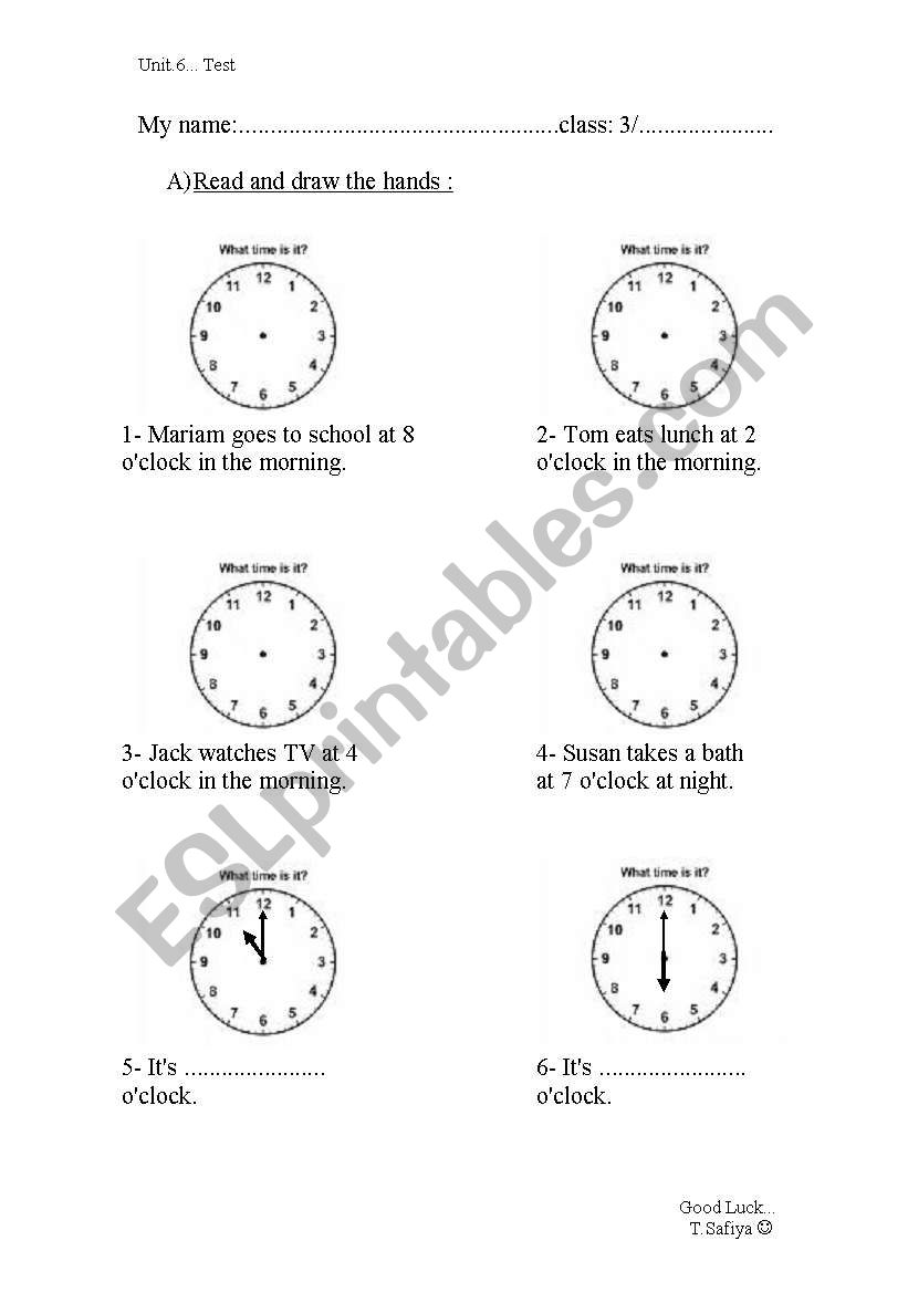 test worksheet