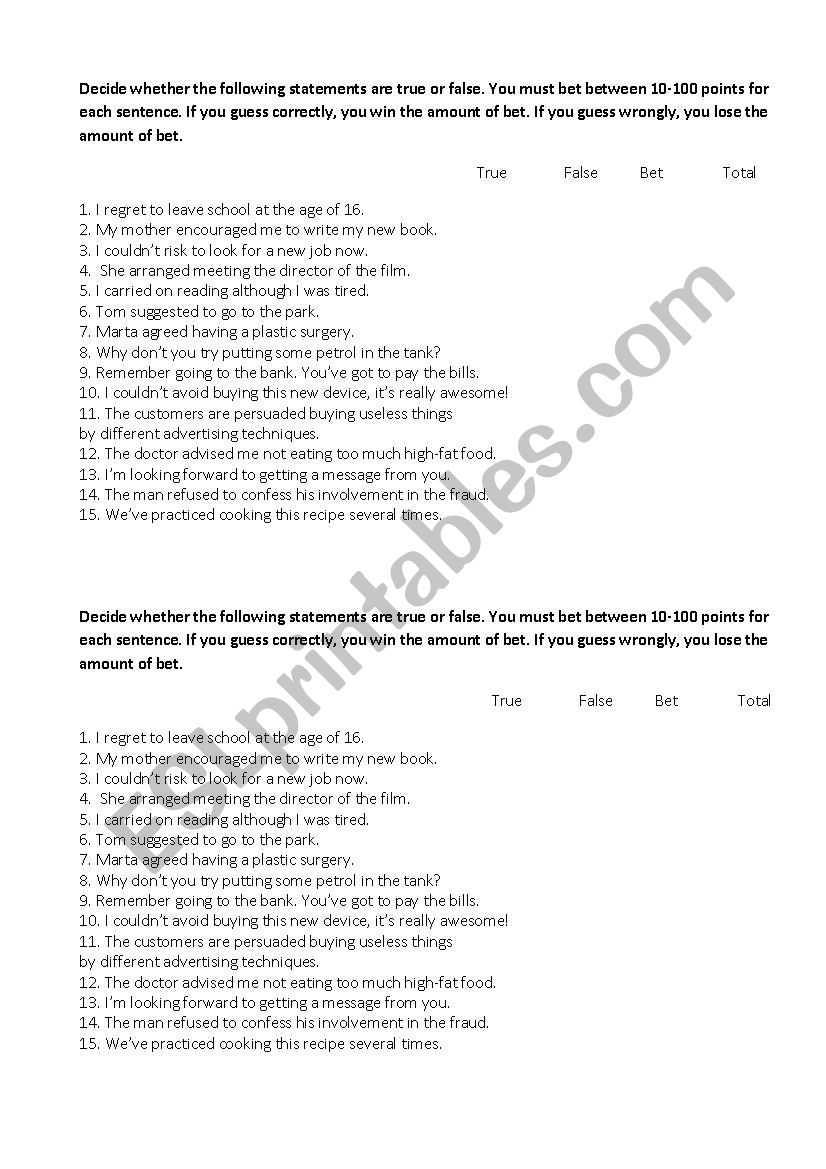 infinitives vs gerunds grammar bet