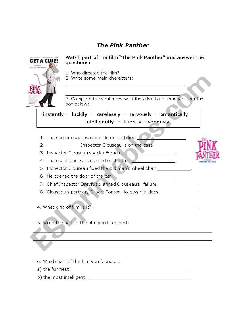 The Pink Panther worksheet