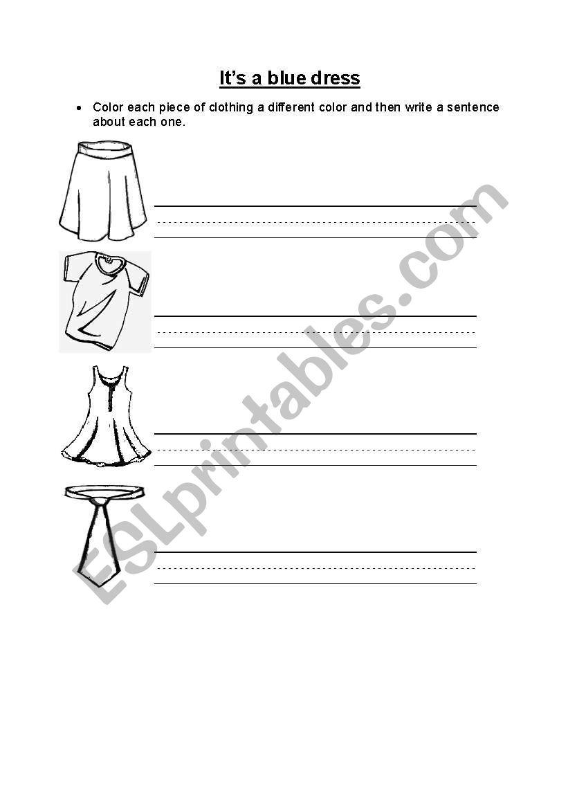 Its a blue dress! worksheet