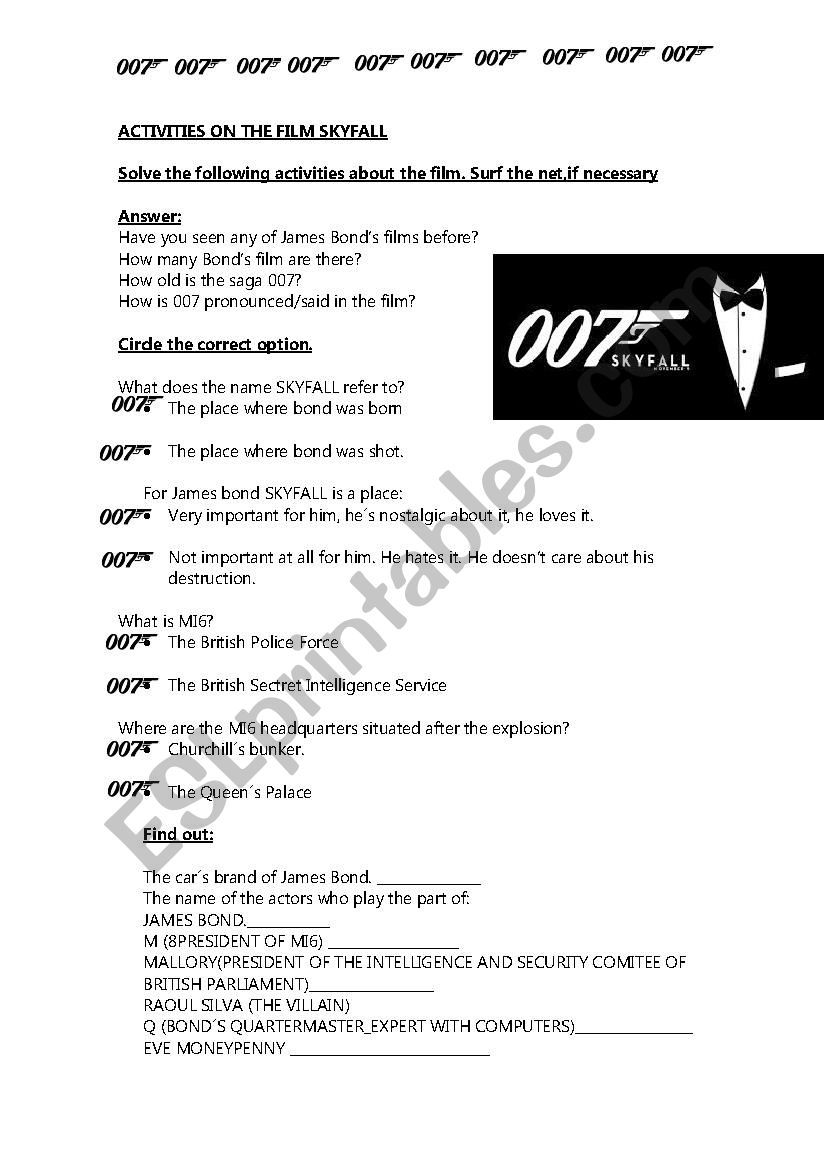 activities on the film skyfall