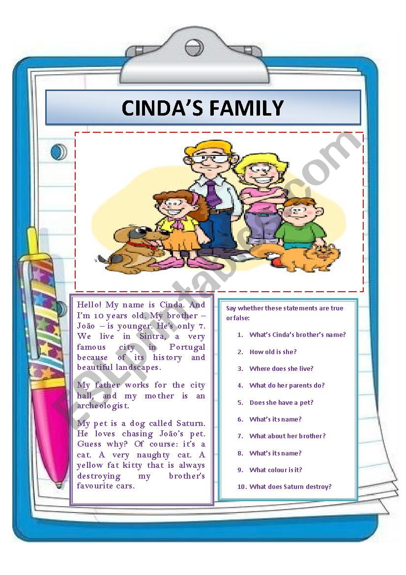 CINDAS FAMILY worksheet