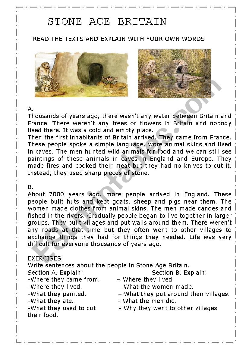 Stone Age Britain worksheet