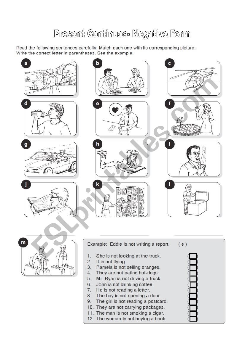 Present Continuous- Negative Form