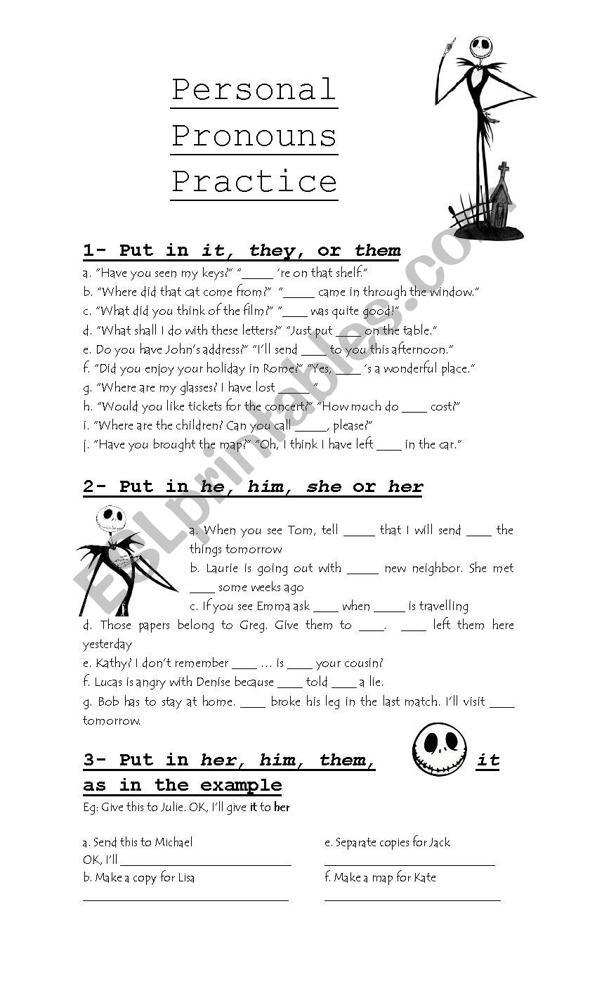 Personal Pronouns 2 worksheet