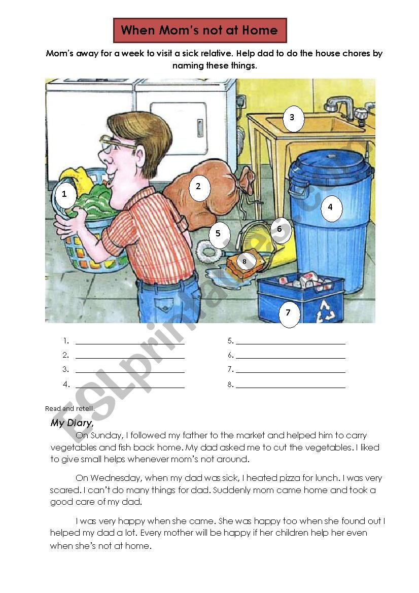 When Moms Not at Home worksheet