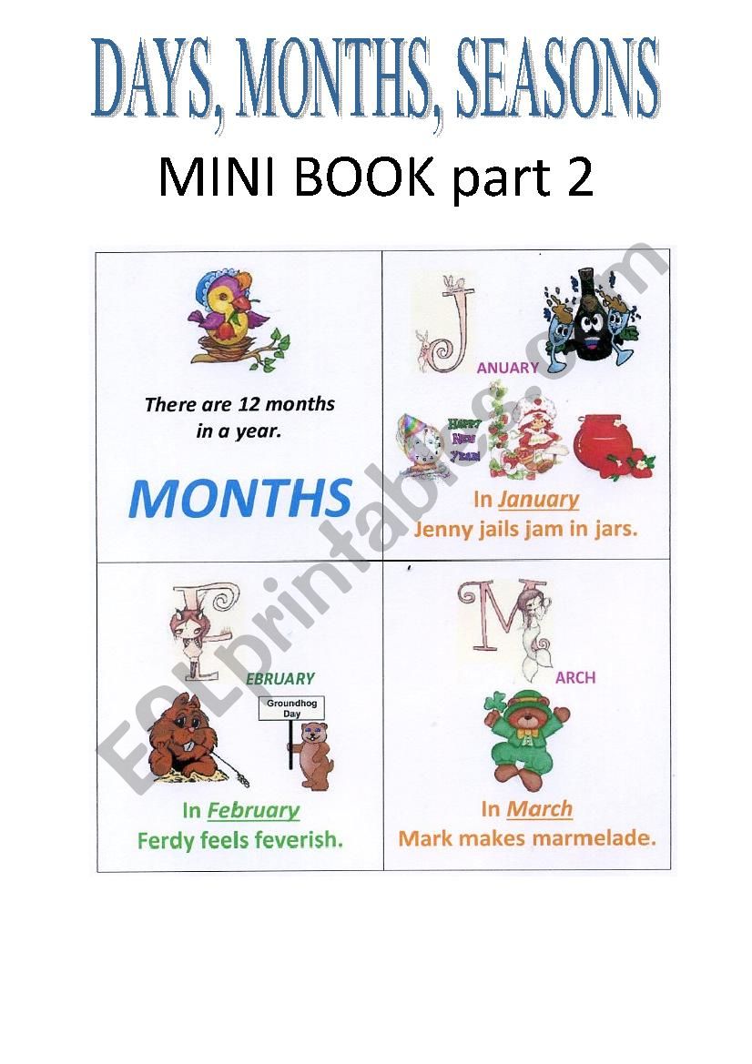 Mini-book part 2 : MONTHS worksheet