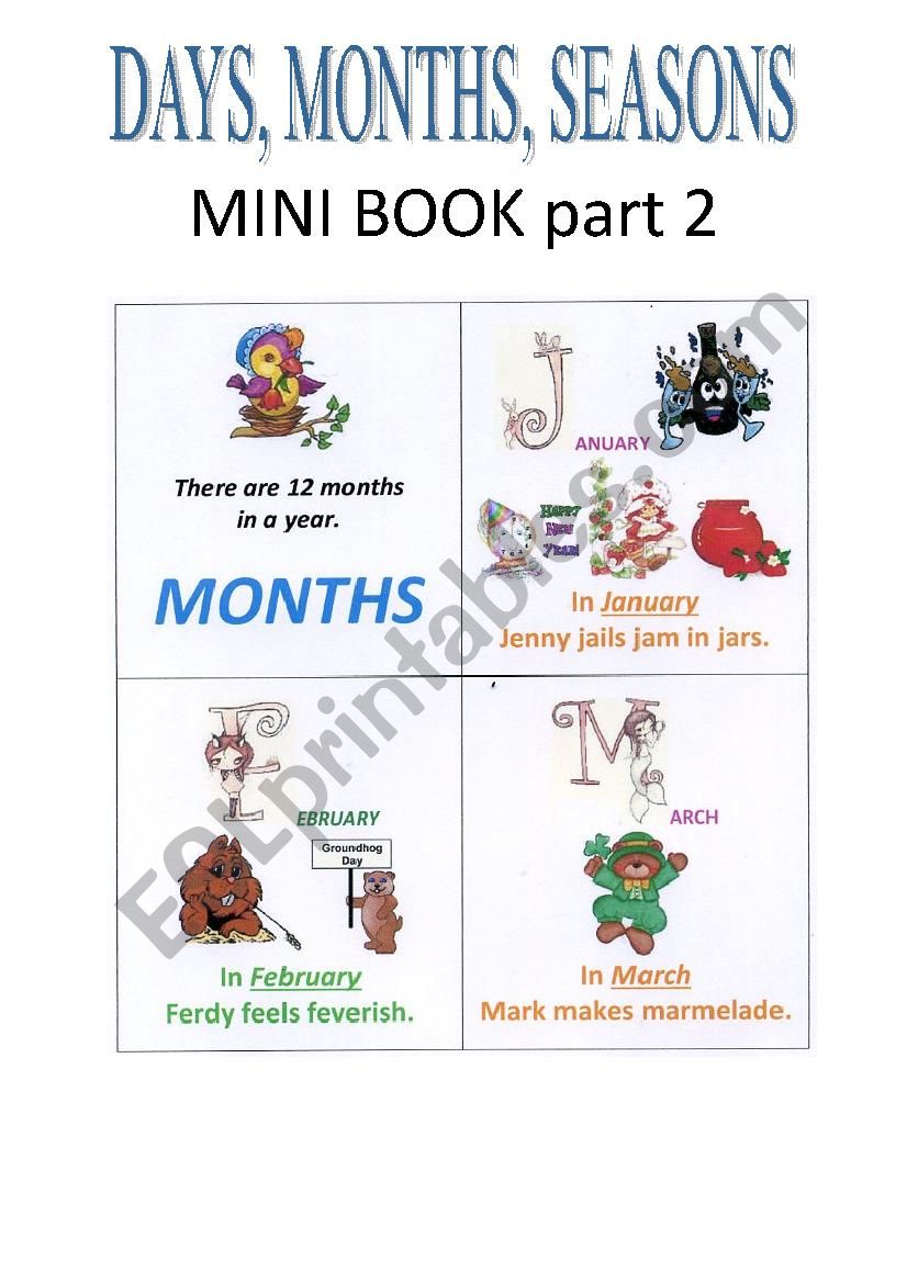 Mini-book part 2 : MONTHS worksheet