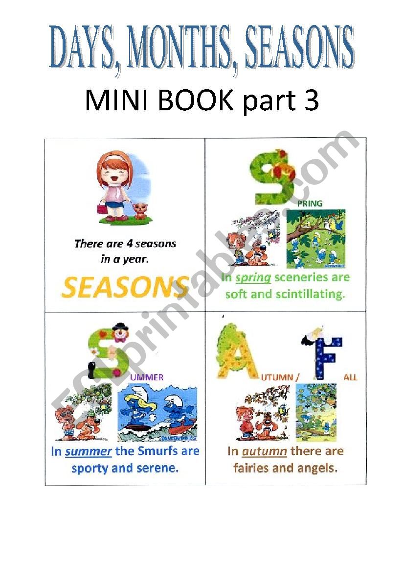 Mini-book part 3 : SEASONS worksheet