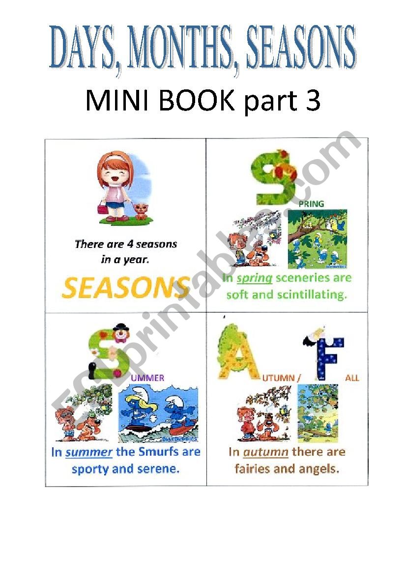 Mini-book part 3 : SEASONS worksheet