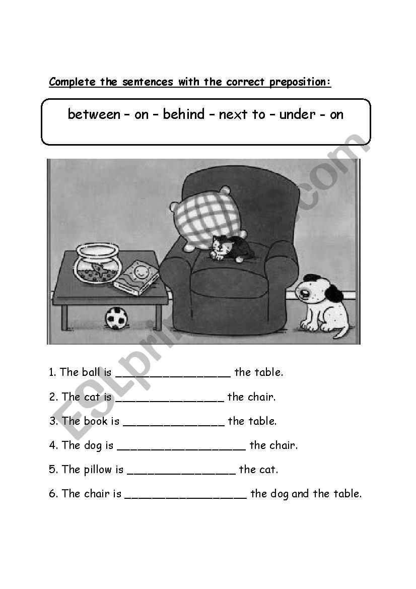 prepositions of place worksheet