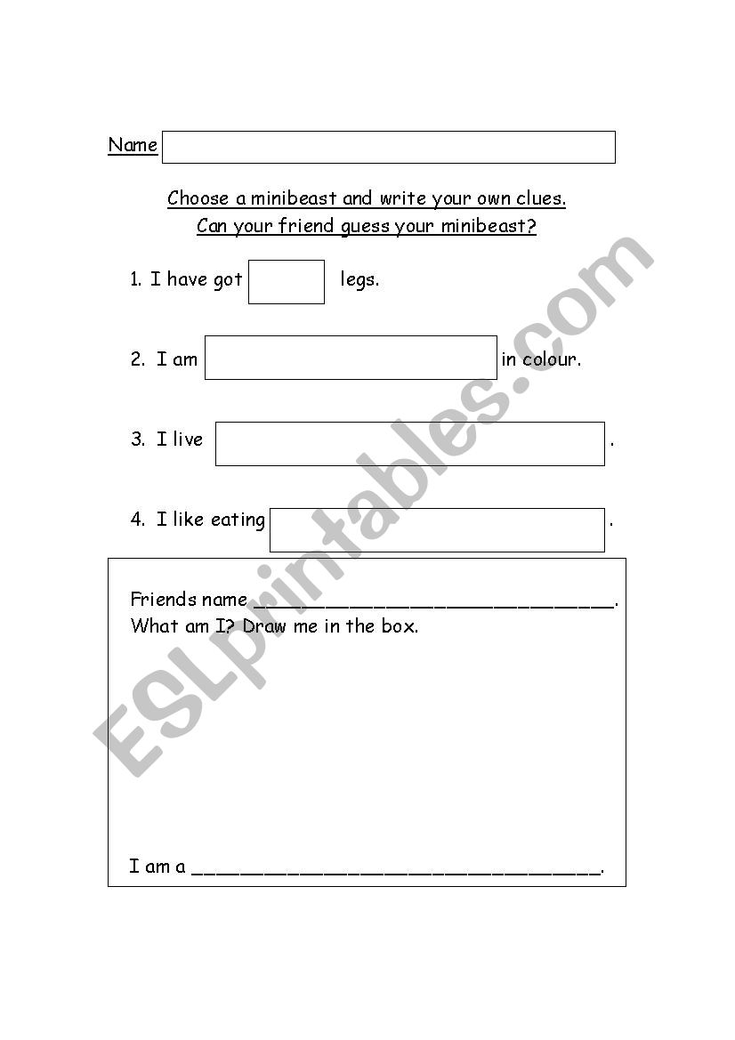 What am I? worksheet