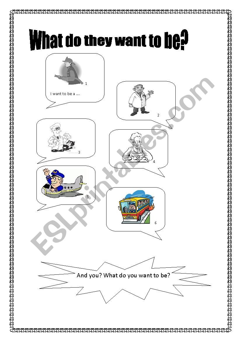 Jobs - I want to be a... worksheet
