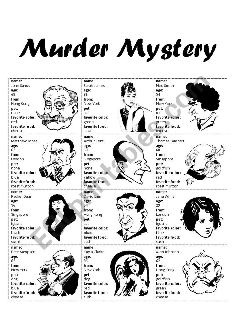 Free Murder Mystery Printable