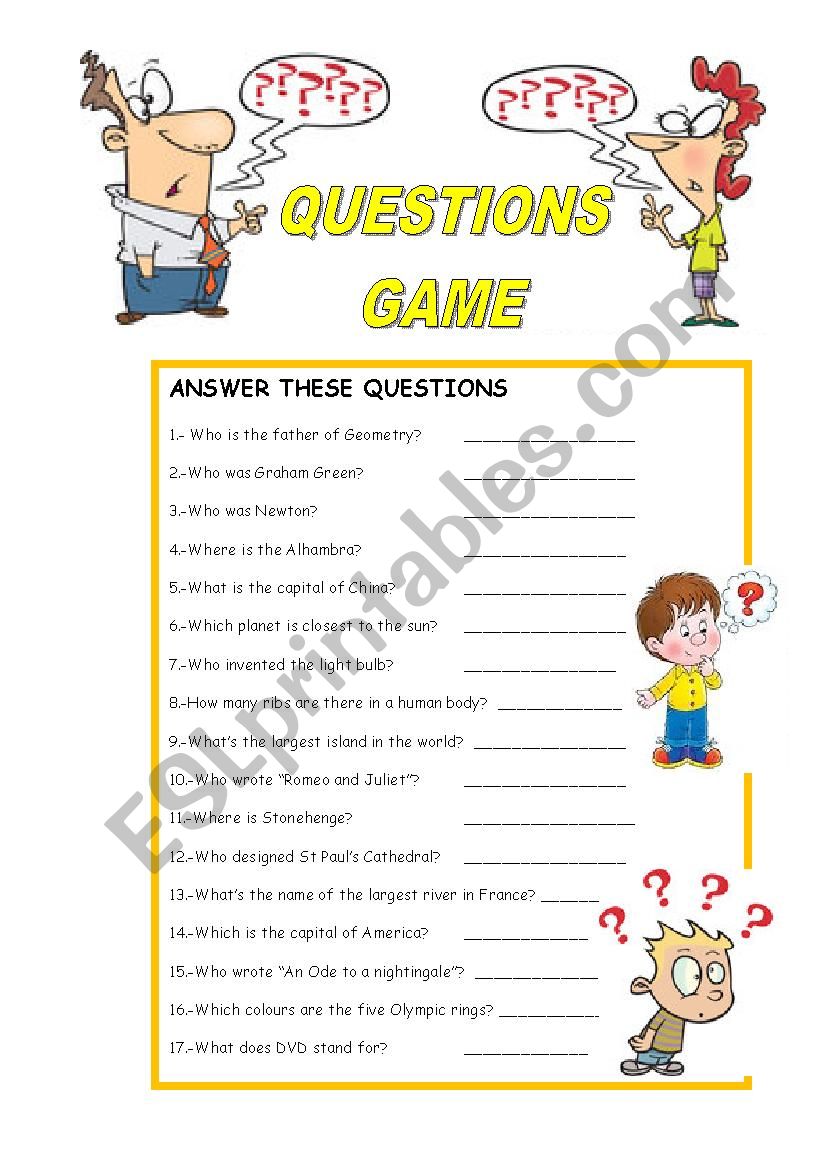 QUESTIONS GAME worksheet