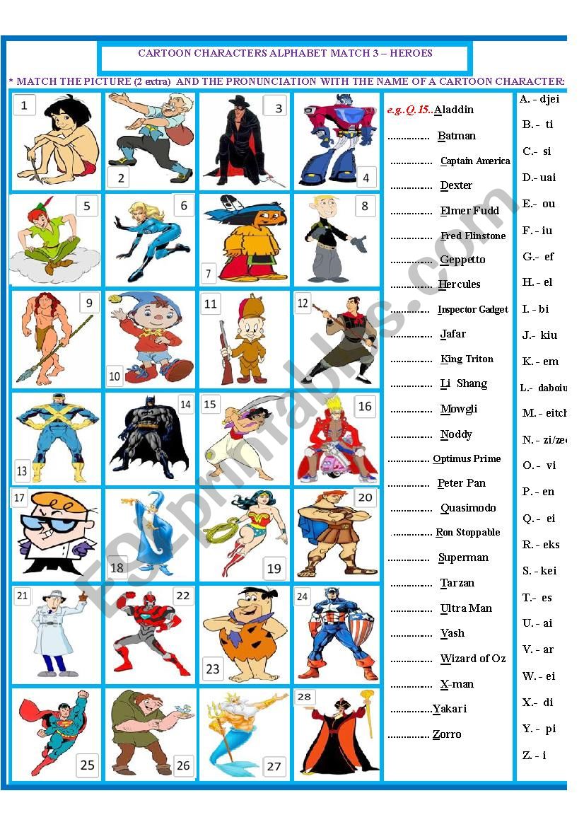 Cartoon Character match 3 - Heroes