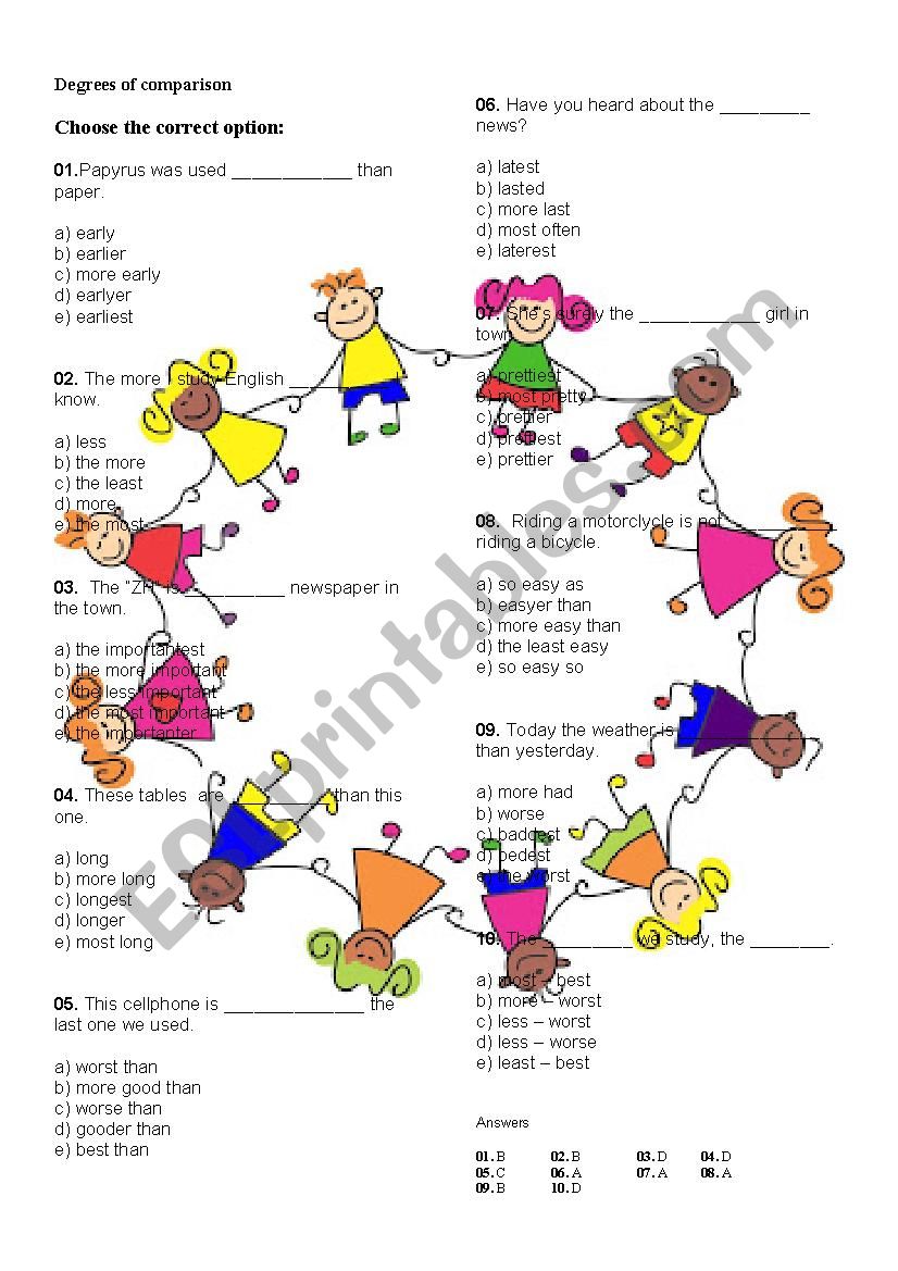 Degrees of Comparison worksheet