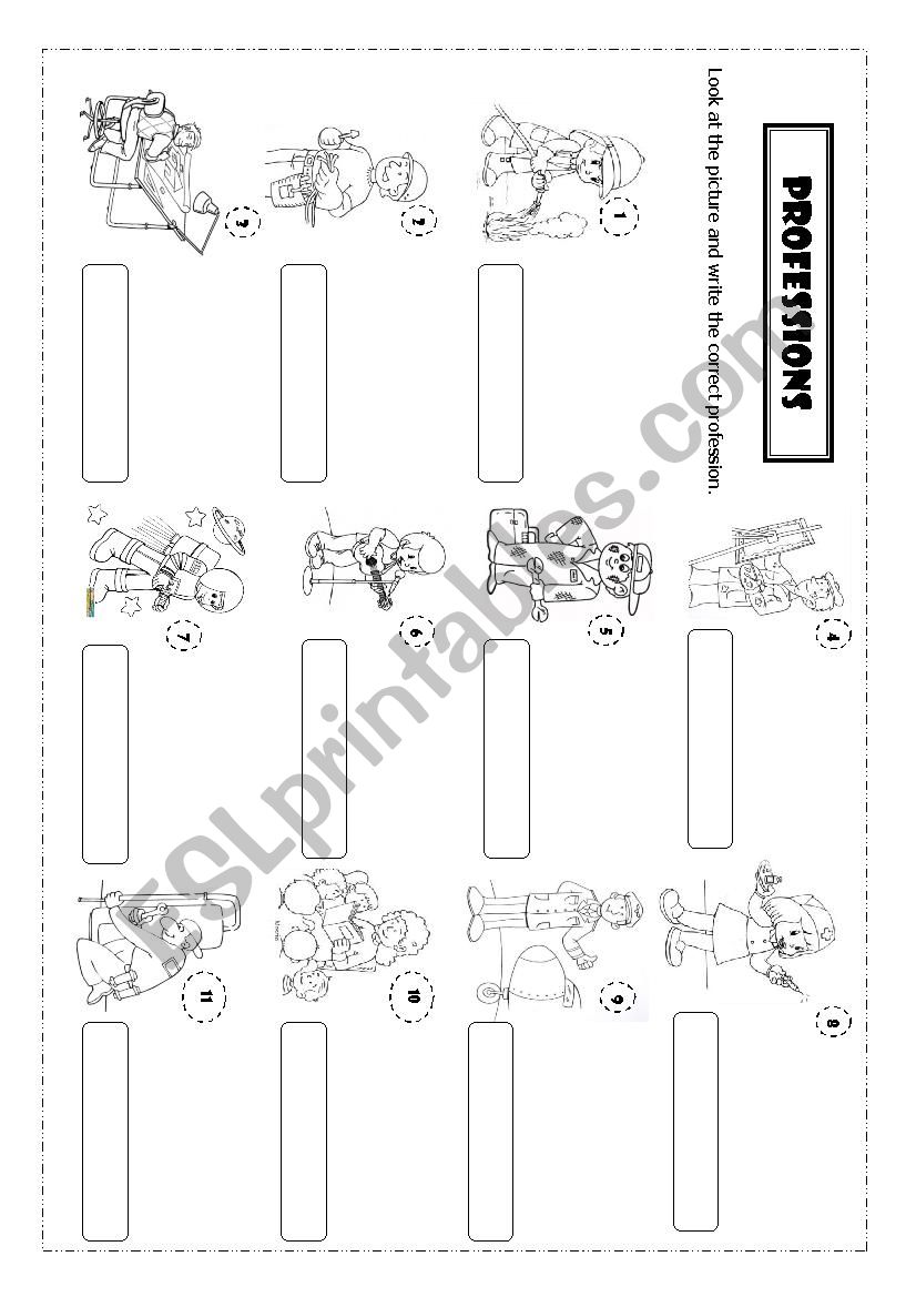 Professions worksheet