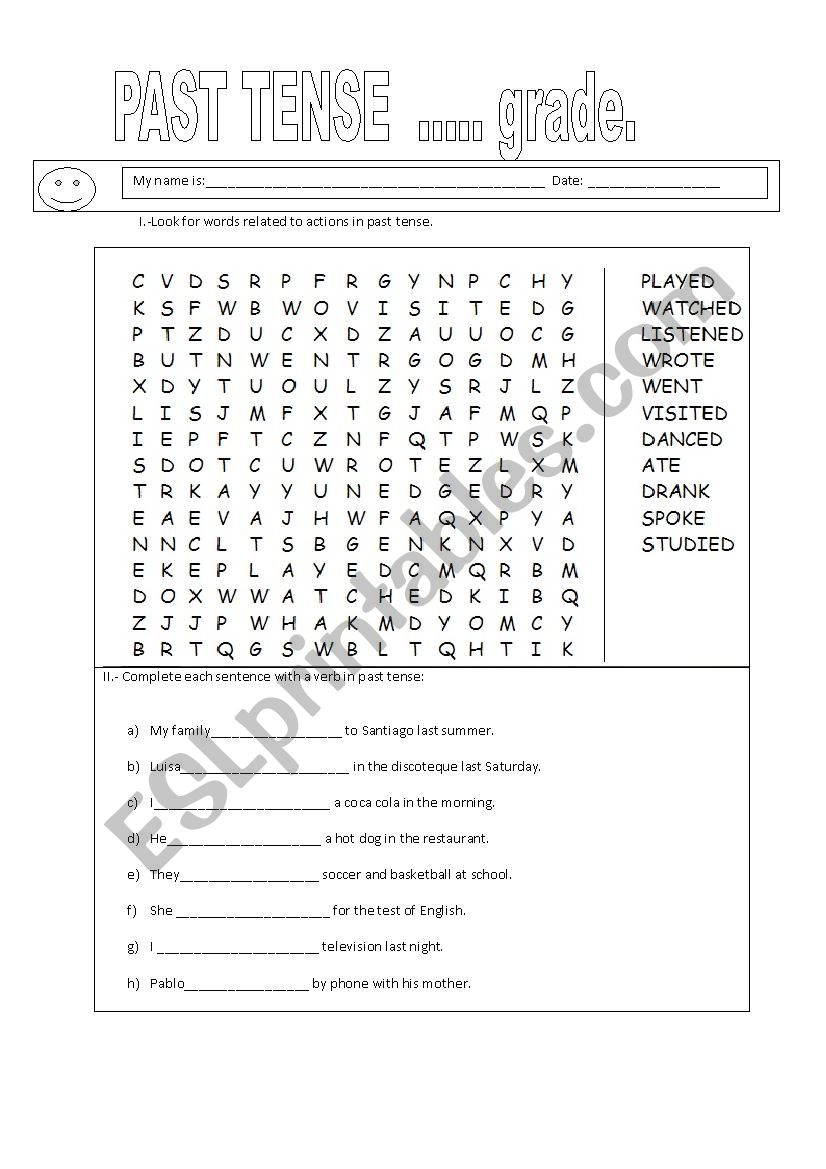 PAST SIMPLE TEST worksheet