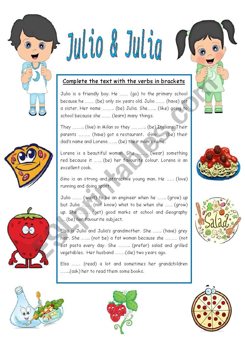 JULIO AND JULIA worksheet