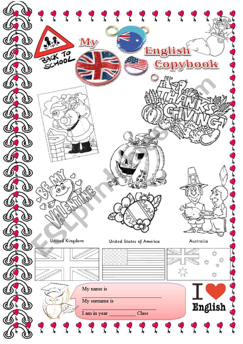 My English Notebook (Cover) worksheet